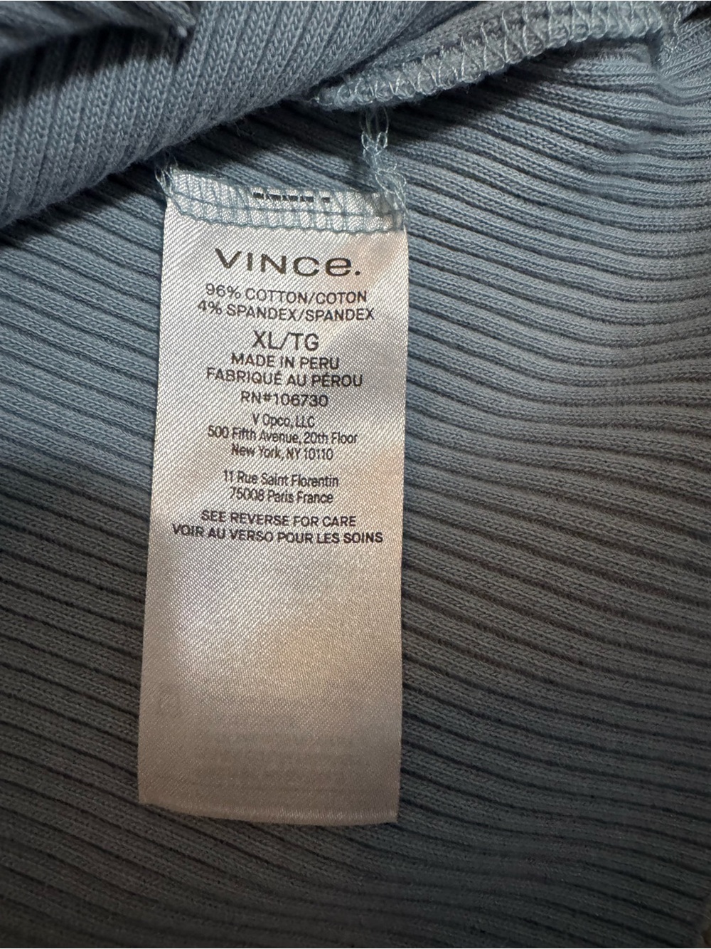 NWT Vince Ribbed Knit Tank, Dusty Blue, Size XL - Picture 4 of 5